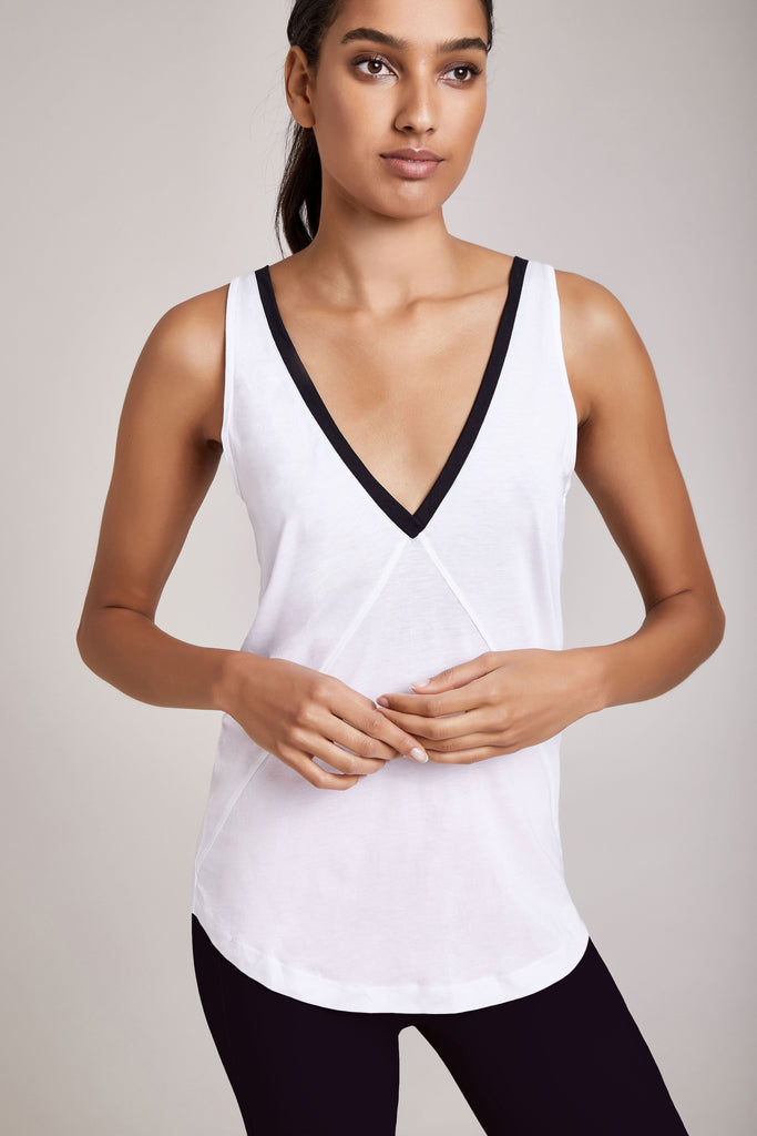 Leah Tank - White / Black, Tops, SILOU